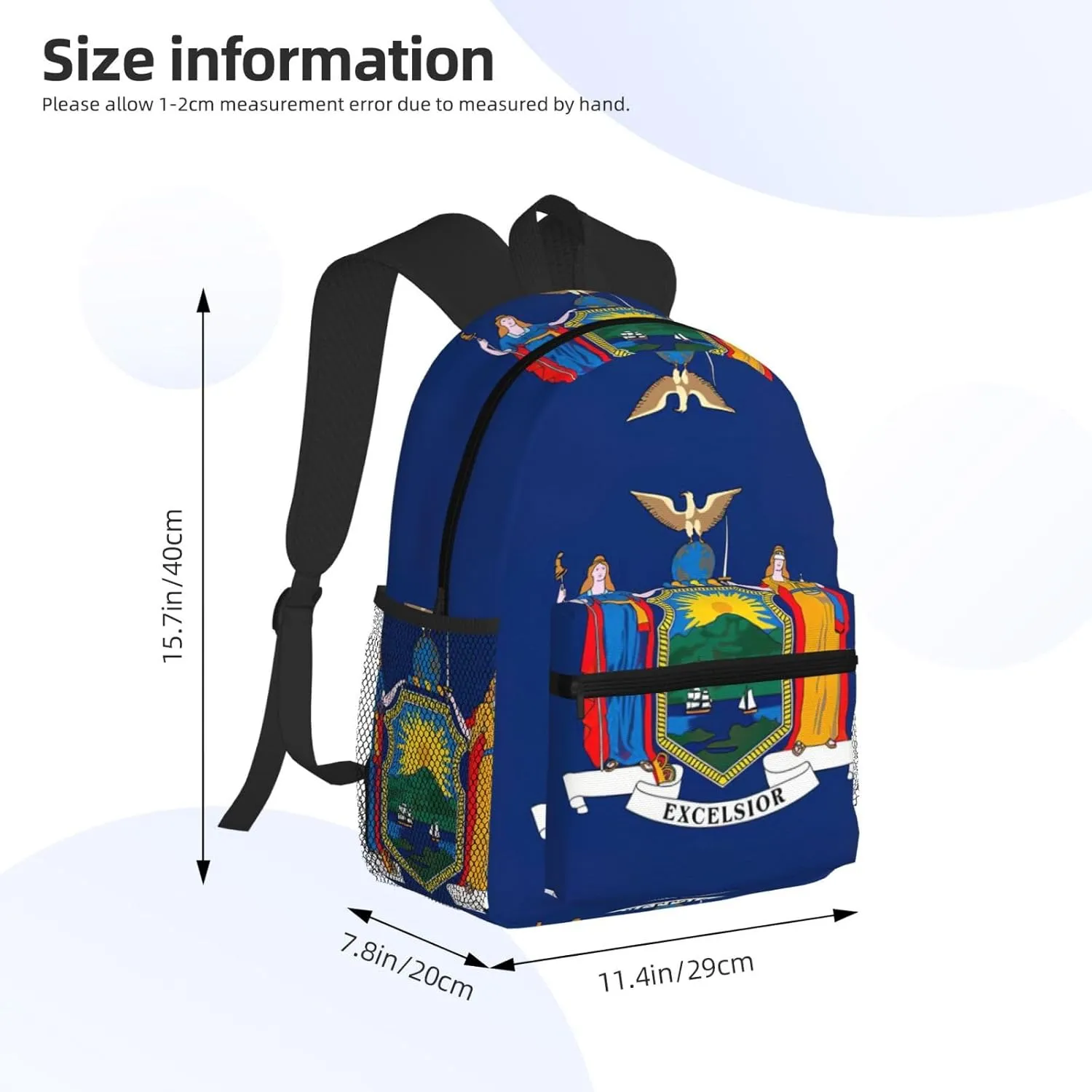 GeRRiT New York State Flag Print Casual Backpack For Women, Travel Daypack,Waterproof Gym Backpack For Men Book Bags