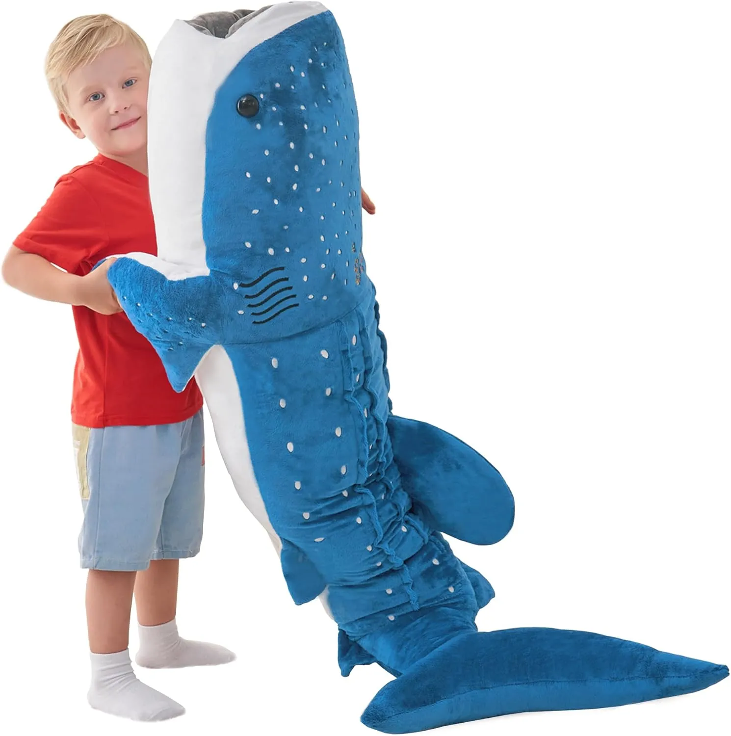 Giant Whale Shark Plush Pillow Toy - Realistic Big Stuffed Animal