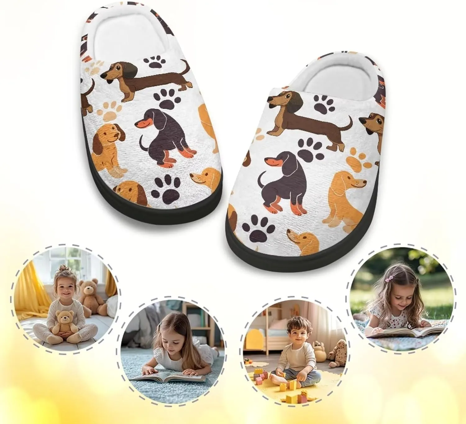 Girl's Cozy Plush House Slippers Soft Fluffy Home Shoes Comfortable Warm Slippers Cute Animals Print Slippers Non Slip Bedroom Slides for Indoor Outdoor US 9-15