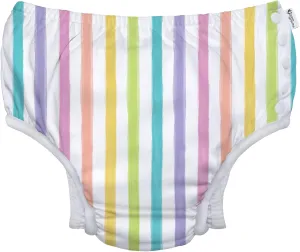 Girls' Reusable Absorbent Baby Swim Diapers, Rainbow Stripe, 24 Month