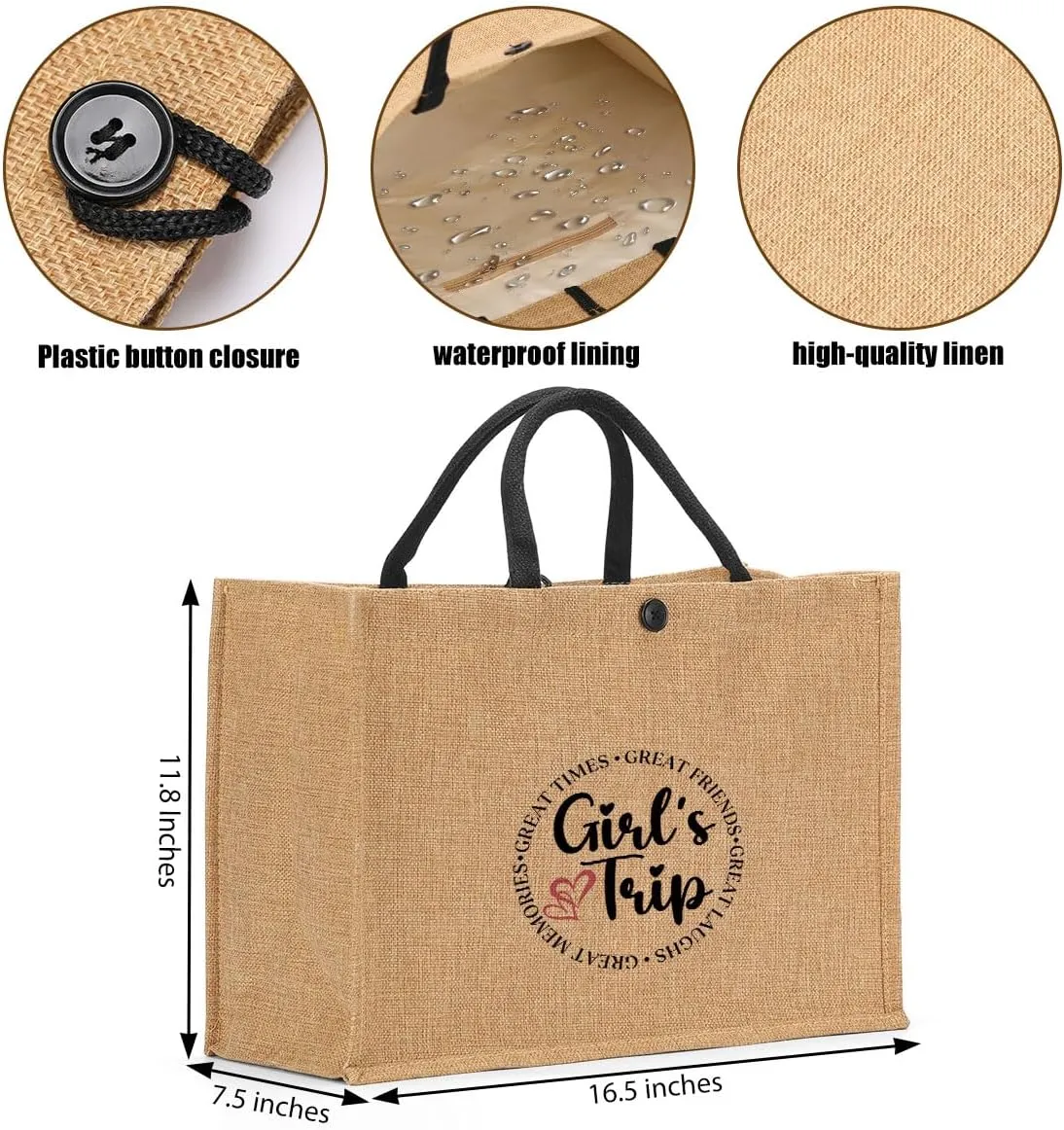 Girls Trip Gifts Tote Bag for Women's Weekend & Beach Trips