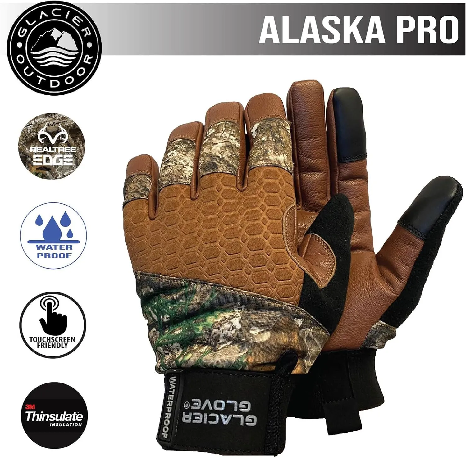 Glacier Glove Unisex Alaska Pro Waterproof Breathable Compatible Gloves Leather Thinsulate Lining for Hunting Fishing, Hiking