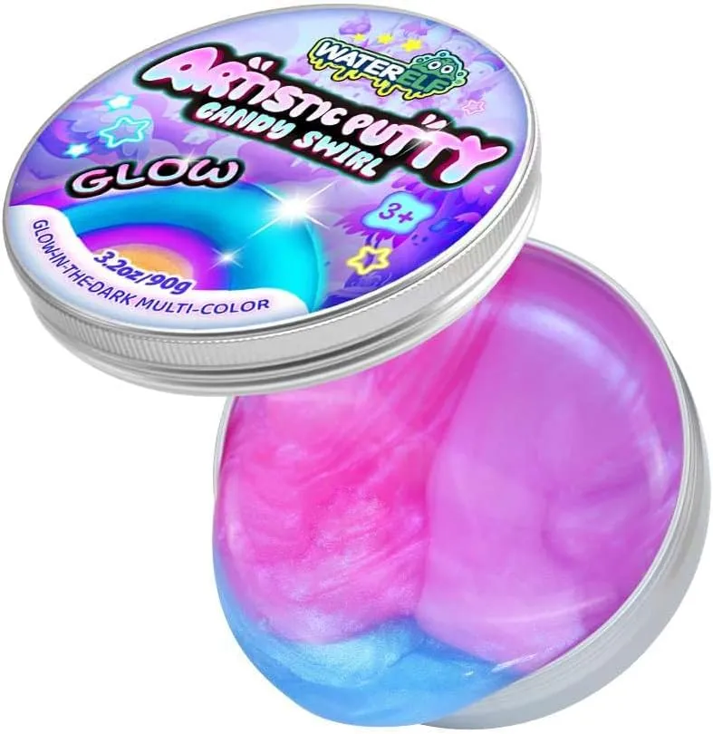 Glow in The Dark Sensory Putty for Kids & Adults - Stress Relief Therapy Toy, Non-Toxic Fidget Putty with Stretchy Texture - 3.2oz, Rose Red/Blue/Purple