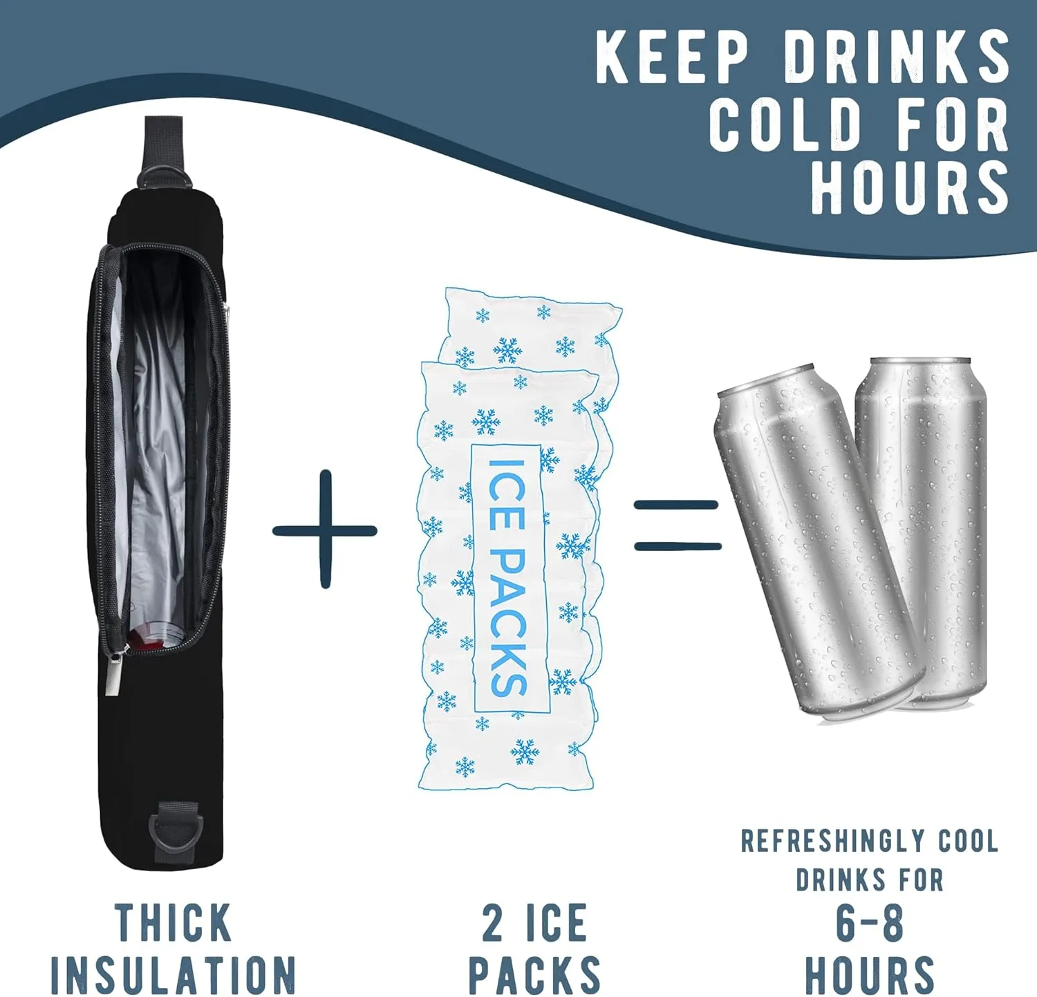 Golf Cooler Bag Plus Ice Pack Soft Sided Insulated Cooler Bag- Holds 6 Pack of Cans or 2 Wine Bottles - Grey Camo Golf Beer Sleeve Black Fits Discreetly in Golf Bags