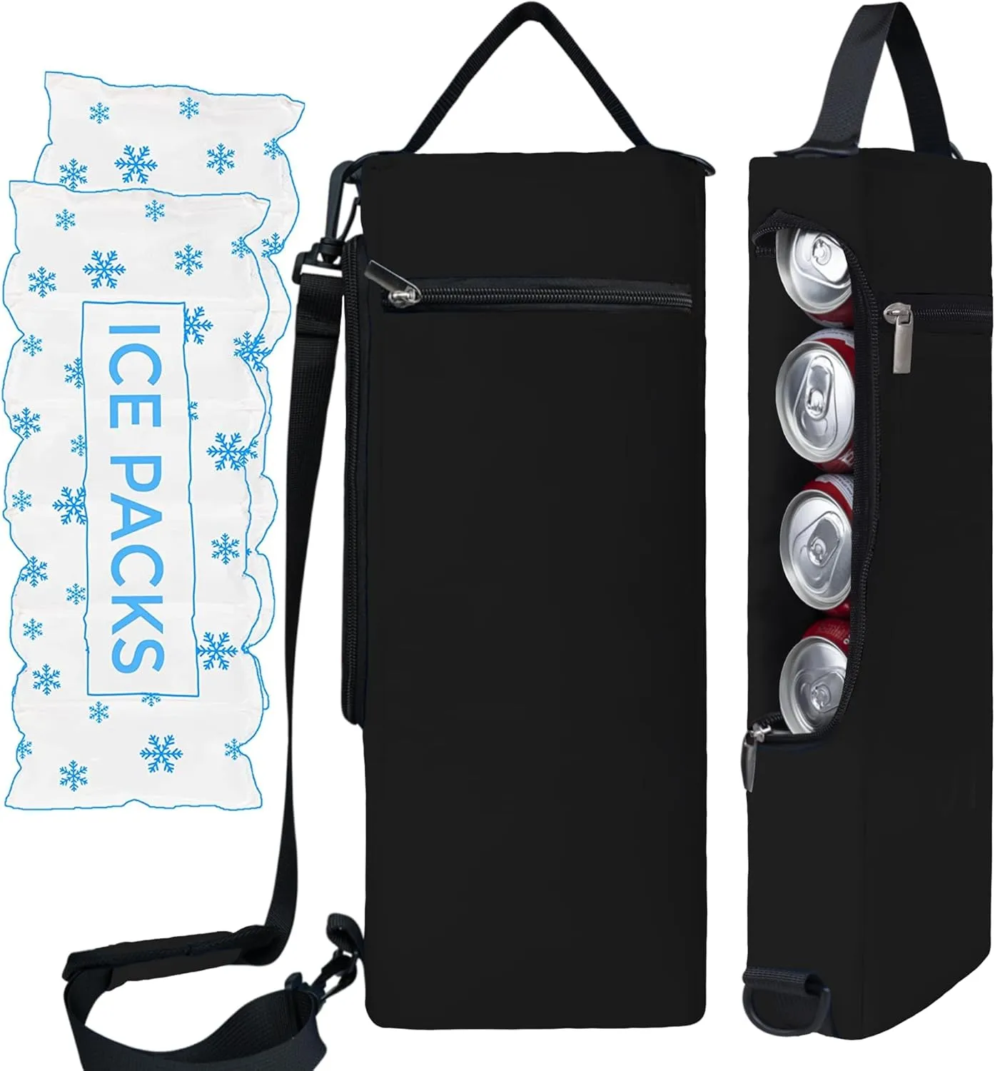 Golf Cooler Bag Plus Ice Pack Soft Sided Insulated Cooler Bag- Holds 6 Pack of Cans or 2 Wine Bottles - Grey Camo Golf Beer Sleeve Black Fits Discreetly in Golf Bags