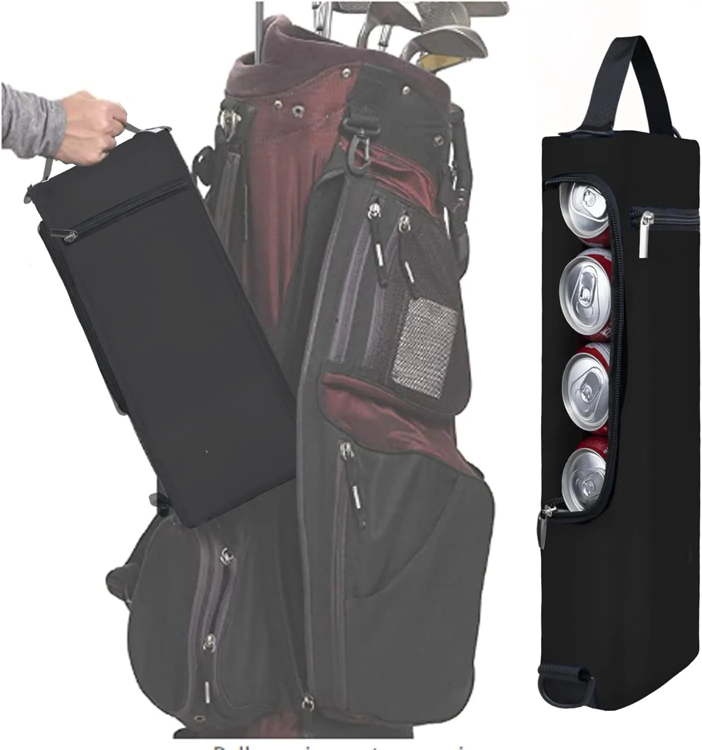Golf Cooler Bag Plus Ice Pack Soft Sided Insulated Cooler Bag- Holds 6 Pack of Cans or 2 Wine Bottles - Grey Camo Golf Beer Sleeve Black Fits Discreetly in Golf Bags