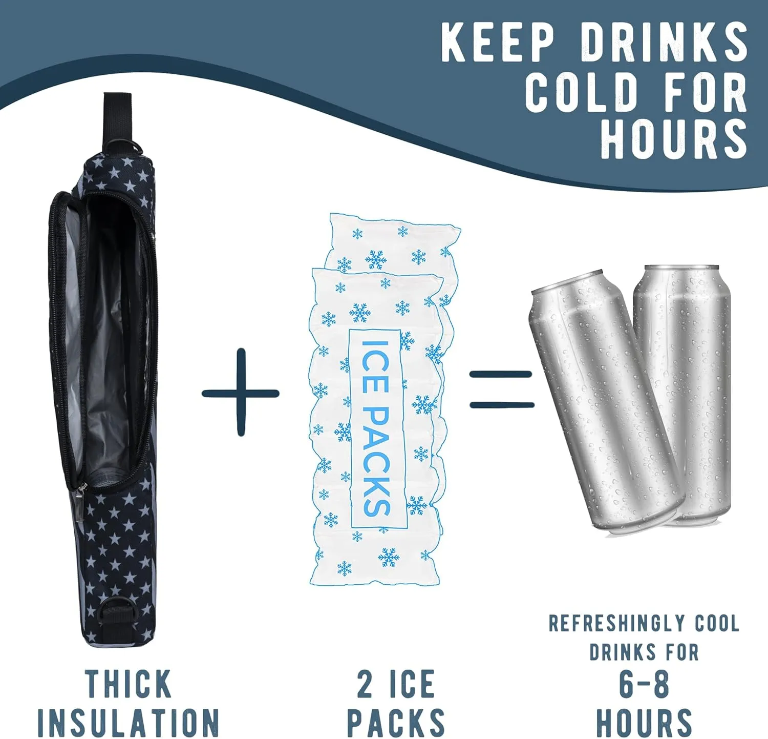 Golf Cooler Bag Plus Ice Pack Soft Sided Insulated Cooler Bag- Holds 6 Pack of Cans or 2 Wine Bottles - Grey Camo Golf Beer Sleeve Black Fits Discreetly in Golf Bags