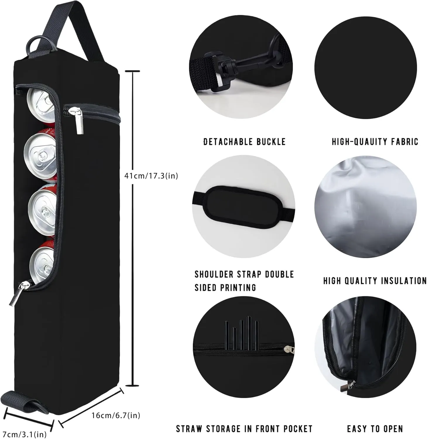 Golf Cooler Bag Plus Ice Pack Soft Sided Insulated Cooler Bag- Holds 6 Pack of Cans or 2 Wine Bottles - Grey Camo Golf Beer Sleeve Black Fits Discreetly in Golf Bags