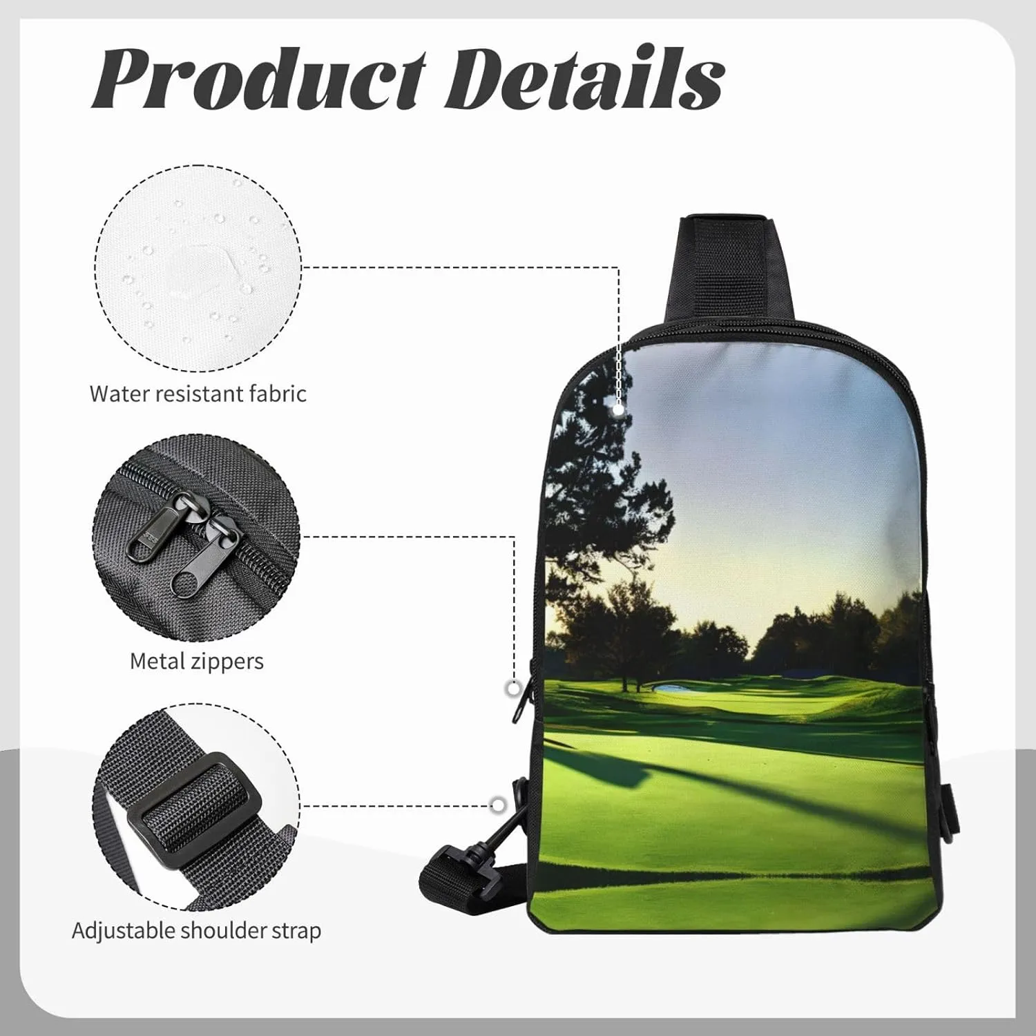 Golf Course Dual Pocket Chest Bag - Versatile Purse, Sling Purse - Ideal for Concerts, Sports, Travelling, & More