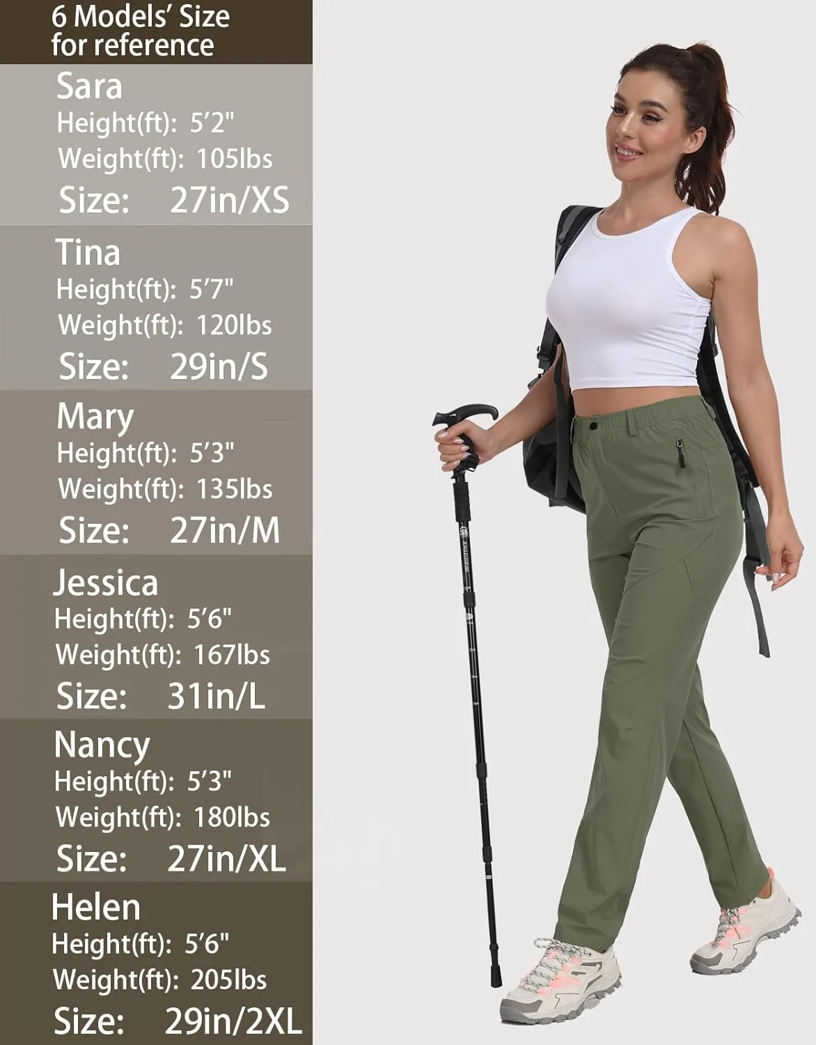 Golf Pants Women 27''/29''/31'' Lightweight Travel Pants for Ladies Quick Dry Nylon Outdoor Hiking Slacks