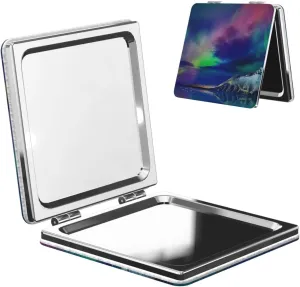 Gorgeous Northern Lights Women Mini Cosmetic Mirror Folding Portable Pocket Makeup Mirror