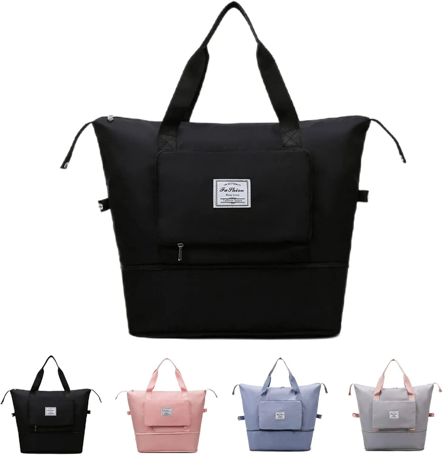 Gpmsign Travel Bag, High-Capacity Double-Layer Wet Separation Travelling Bag, Double Layer Wet Separation Travel Bag (Black)