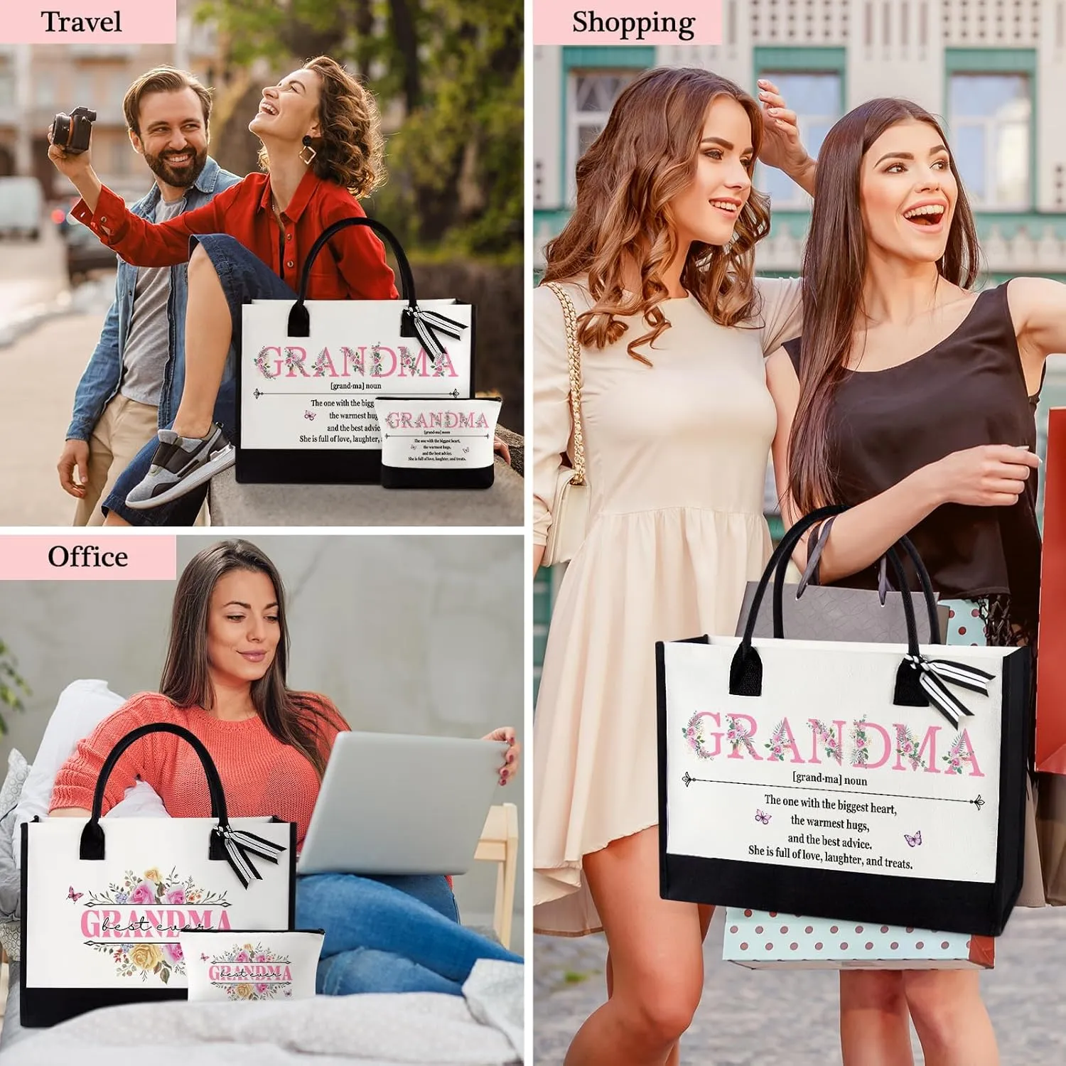 Grandma Tote Bag Set - Gifts for Grandma - Christmas & Birthday Ideas - Includes: Tote Bag, Grandmother & Nana Gigi Gifts