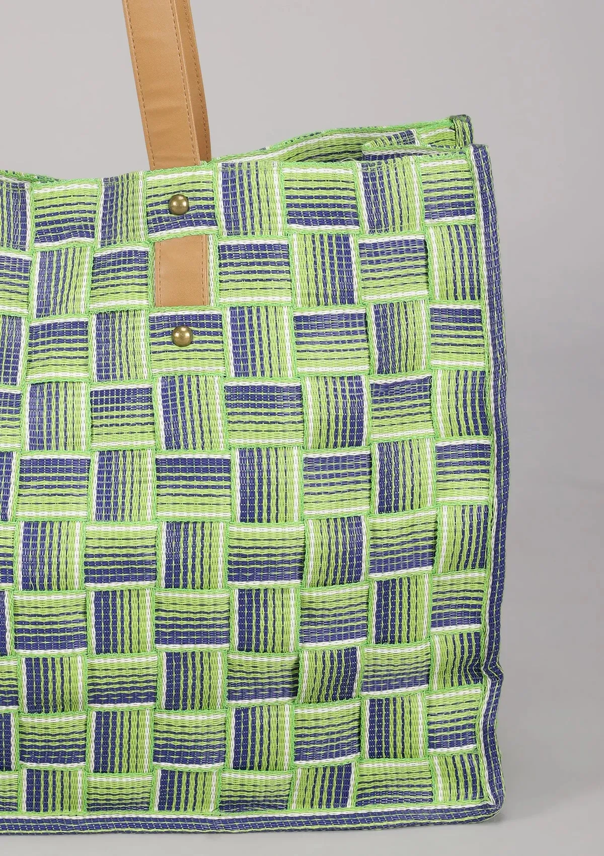 Green Basket Weave Beach Bag