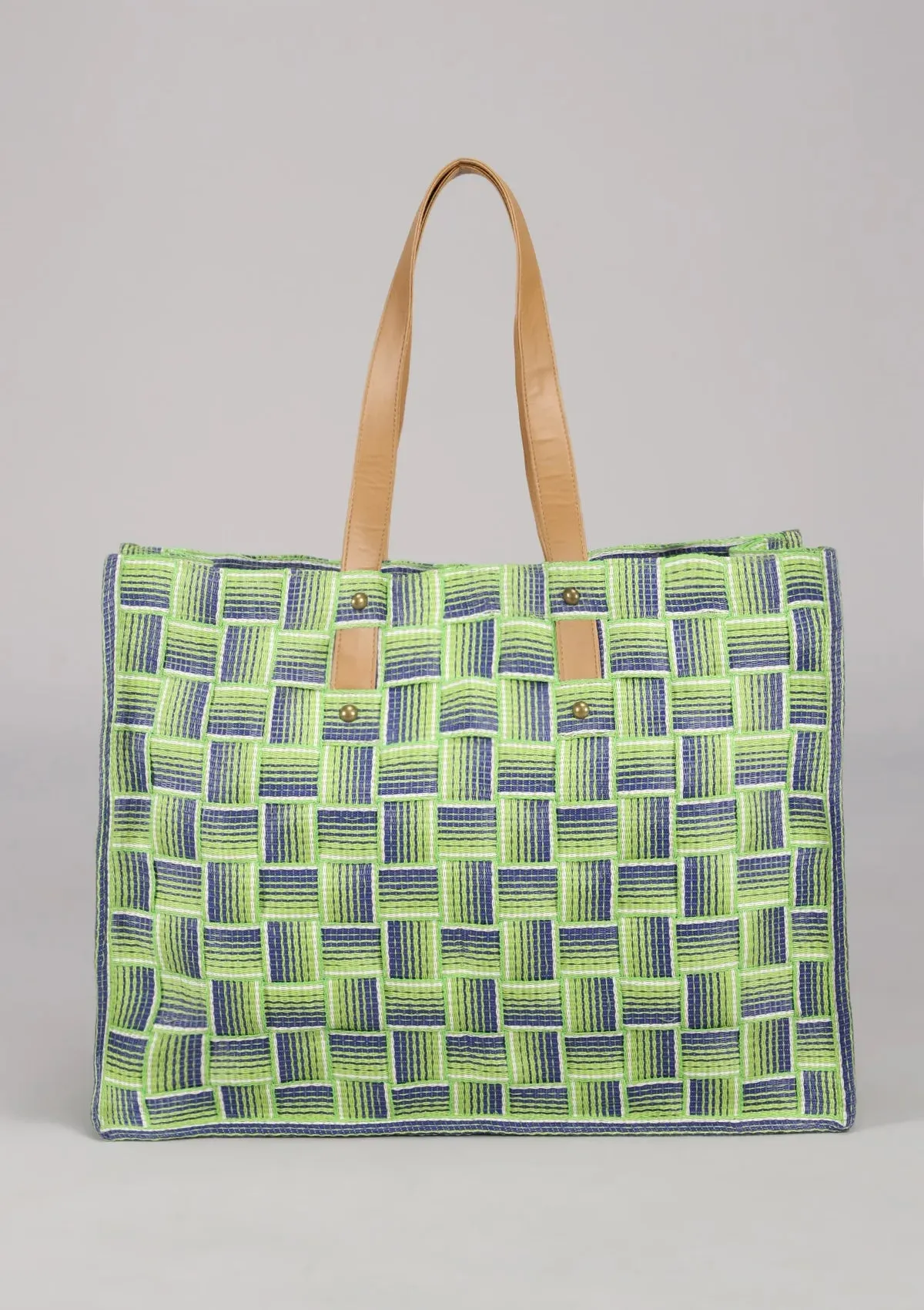 Green Basket Weave Beach Bag