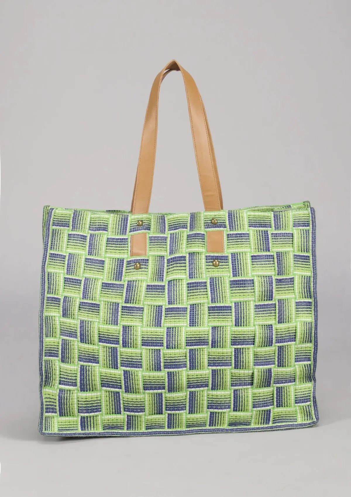 Green Basket Weave Beach Bag