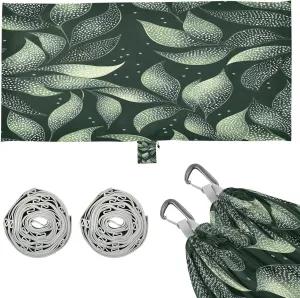 Green Leaves Camping Hammock, Single Portable Hammocks with Tree Straps & Attached Carry Bag, 330Lbs Capacity Perfect for Outside Indoor Hiking Beach Backpack Travel