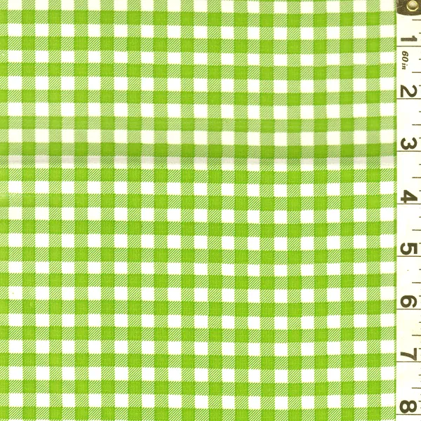 Green/White Check Oilcloth Roll Fabric