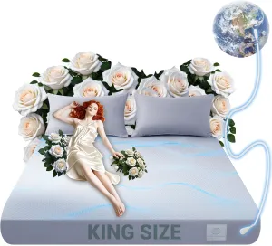 Grounding Sheets King, 95% Organic Cotton   5% Silver Fiber, Grounding Sheets Can Improve Sleep and Sub-Health, Anti-Static Grounding Well Bed Sheets with 15 ft Gounding Wire(Gray,76"x80"x13")