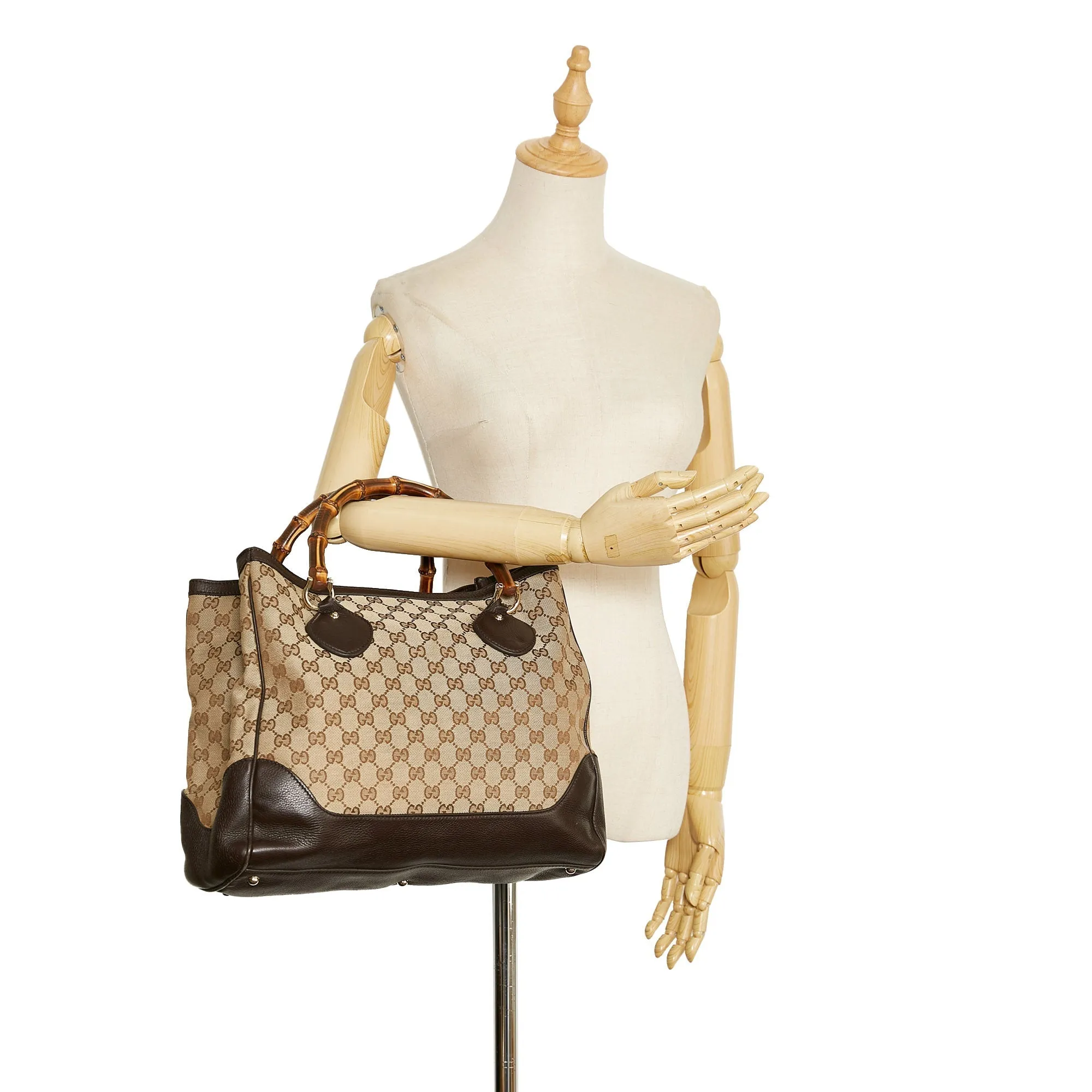 Gucci Bamboo GG Canvas Diana Tote Bag