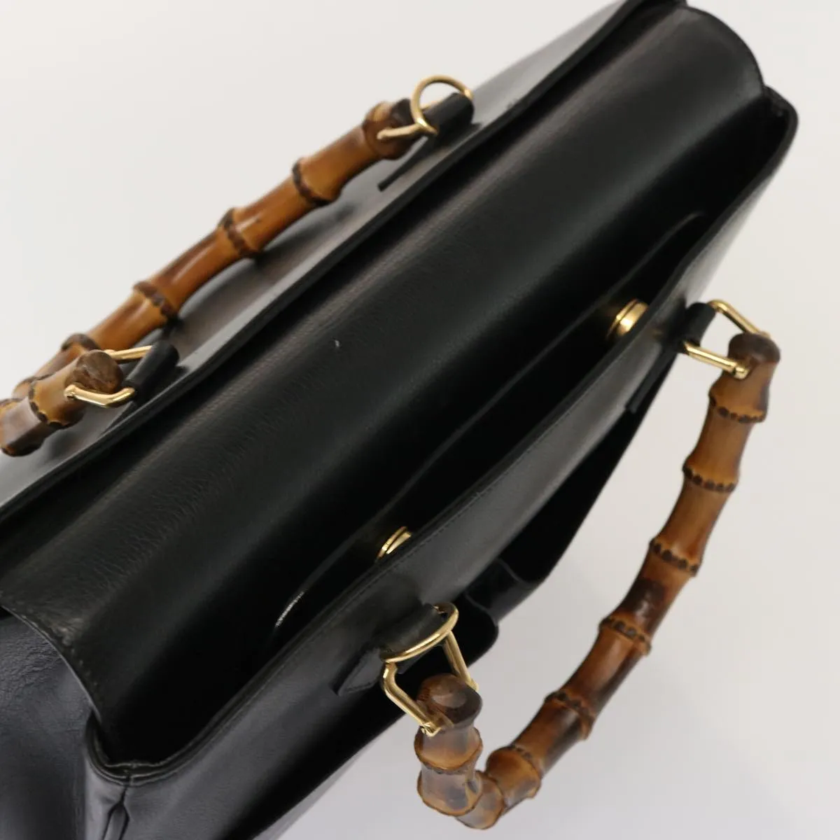 GUCCI Bamboo Tote Bag Leather 2way Black 002 2855 0322 0 75353
