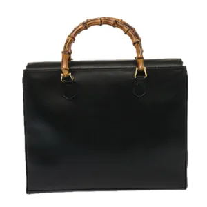 GUCCI Bamboo Tote Bag Leather 2way Black 002 2855 0322 0 75353
