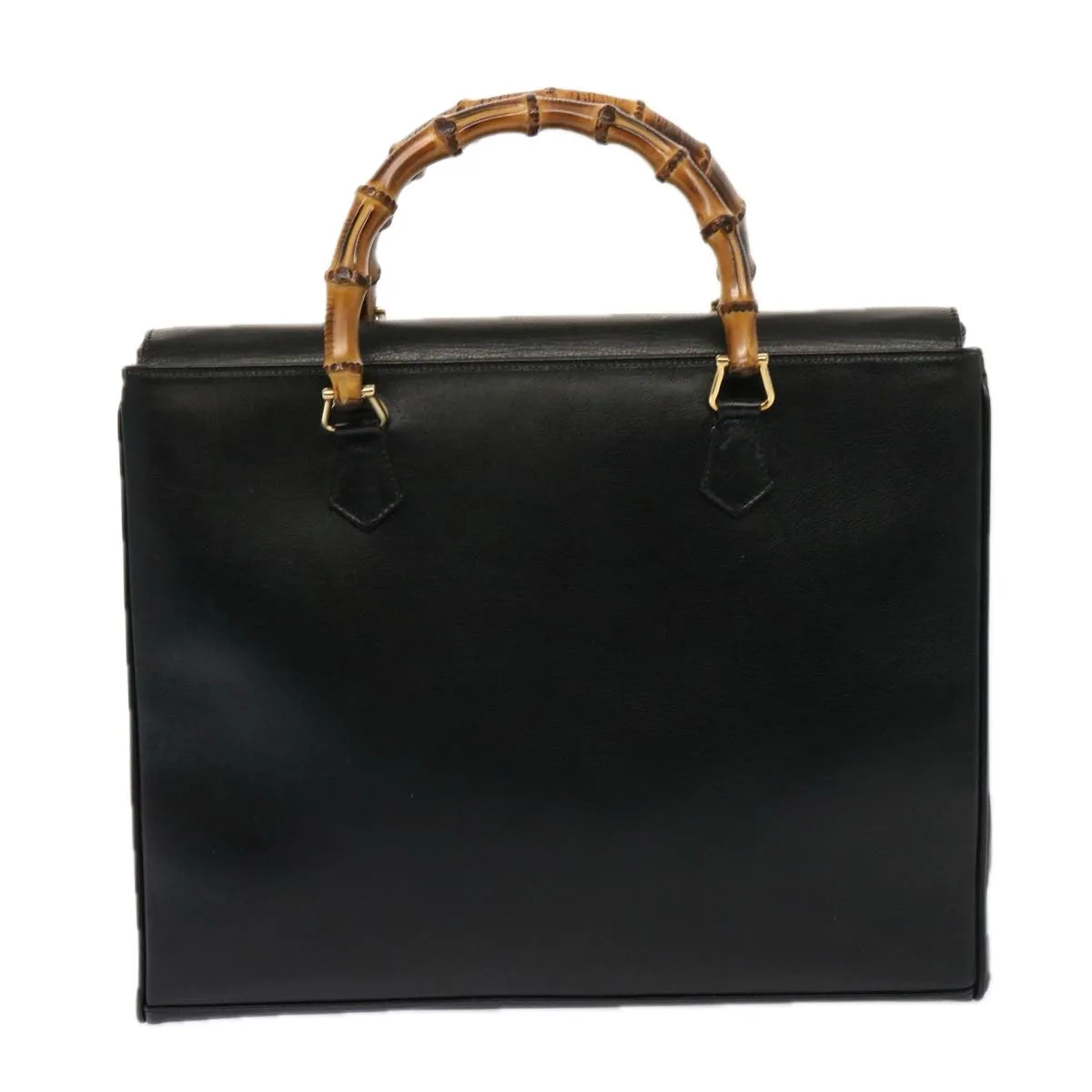 GUCCI Bamboo Tote Bag Leather 2way Black 002 2855 0322 0 75353