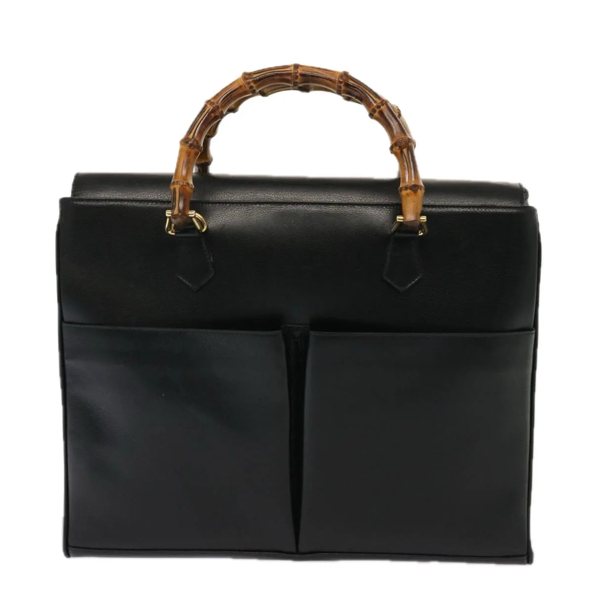GUCCI Bamboo Tote Bag Leather 2way Black 002 2855 0322 0 75353