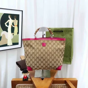 gucci bamboo tote bag pink brown
