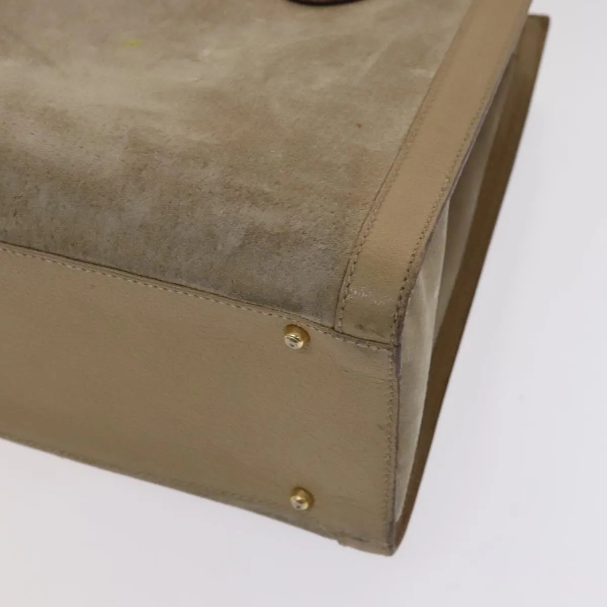 GUCCI Bamboo Tote Bag Suede Beige Gold 002 0260 2615 Auth ep7511