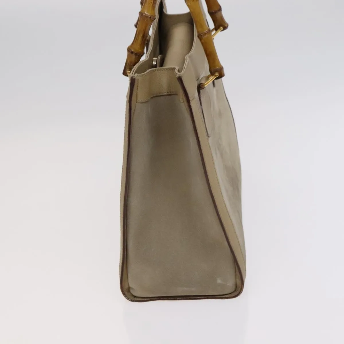 GUCCI Bamboo Tote Bag Suede Beige Gold 002 0260 2615 Auth ep7511