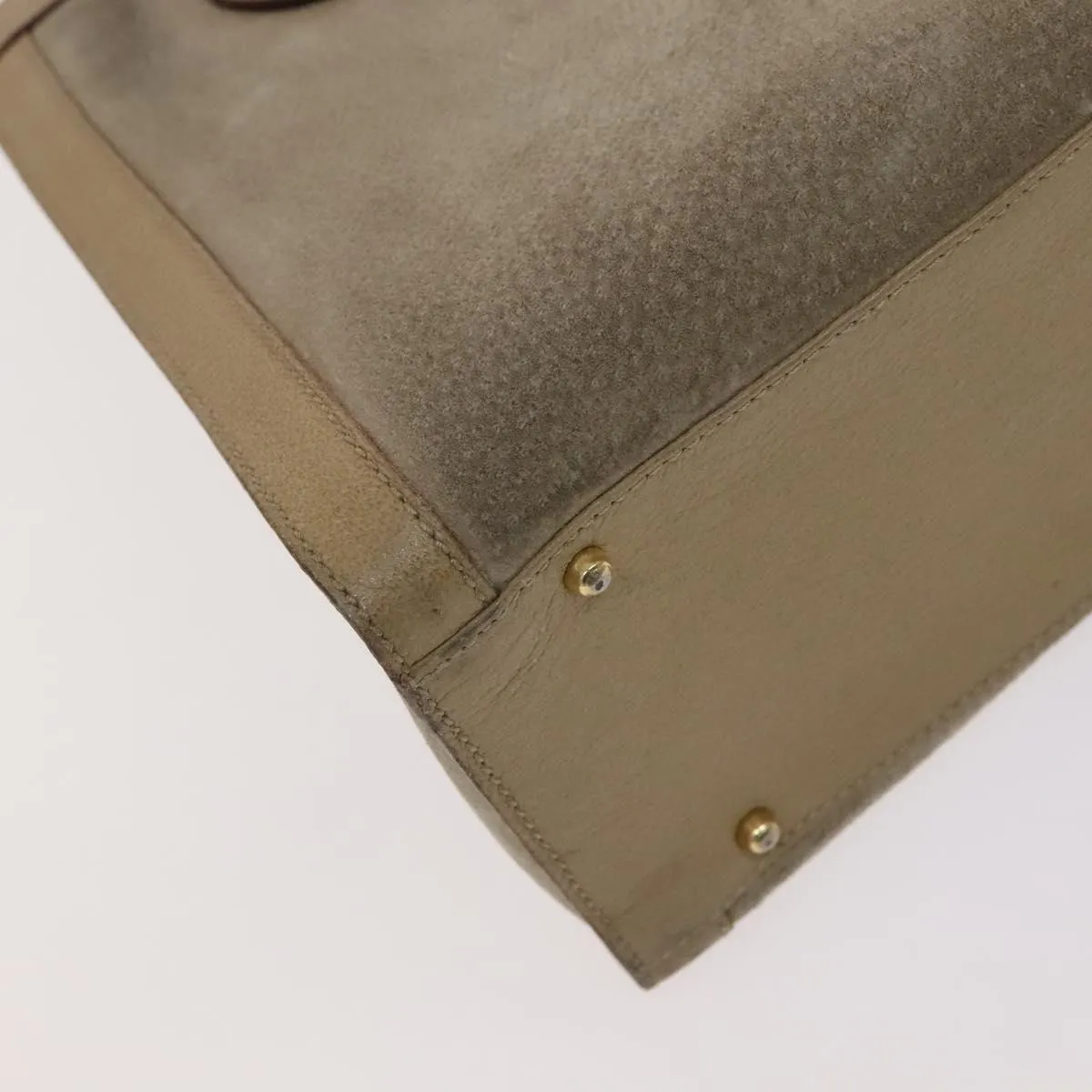 GUCCI Bamboo Tote Bag Suede Beige Gold 002 0260 2615 Auth ep7511