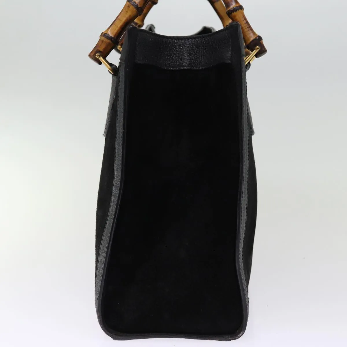 GUCCI Bamboo Tote Bag Suede Black 002 1186 0260 74664