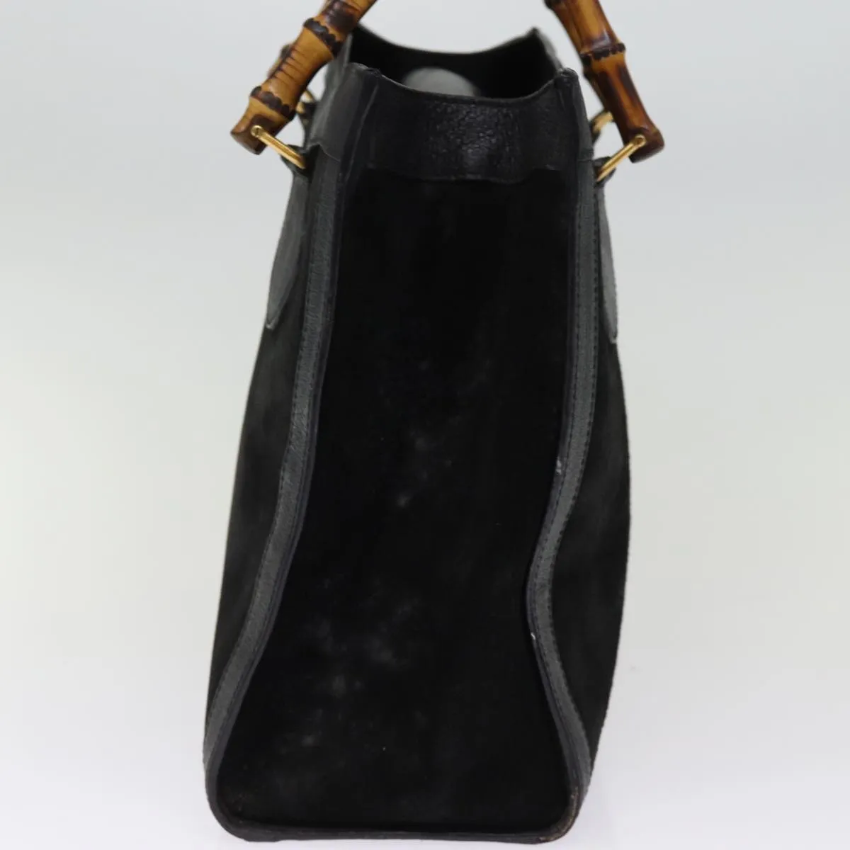 GUCCI Bamboo Tote Bag Suede Black 002 1186 0260 74664