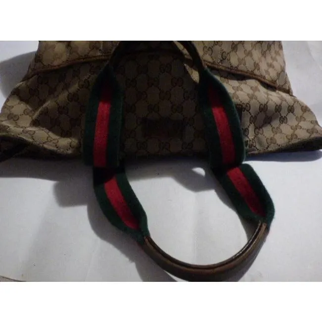 Gucci Supreme Bag W Guccissima Print Canvas Tote Red Green Handle Brown Leather And Gg Leather
