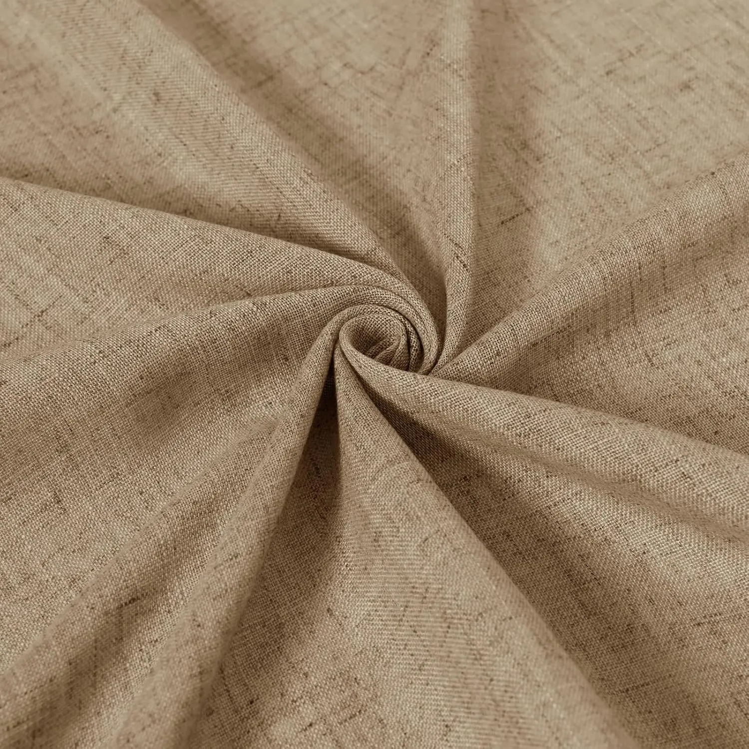 Guken Tan Linen Curtains 84 Inch Length for Living Room Bedroom 2 Panels Set Rod Pocket Light Filtering Semi Sheer Window Curtains 52 Inch Width Boho Farmhouse Linen Drapes, W52xL84