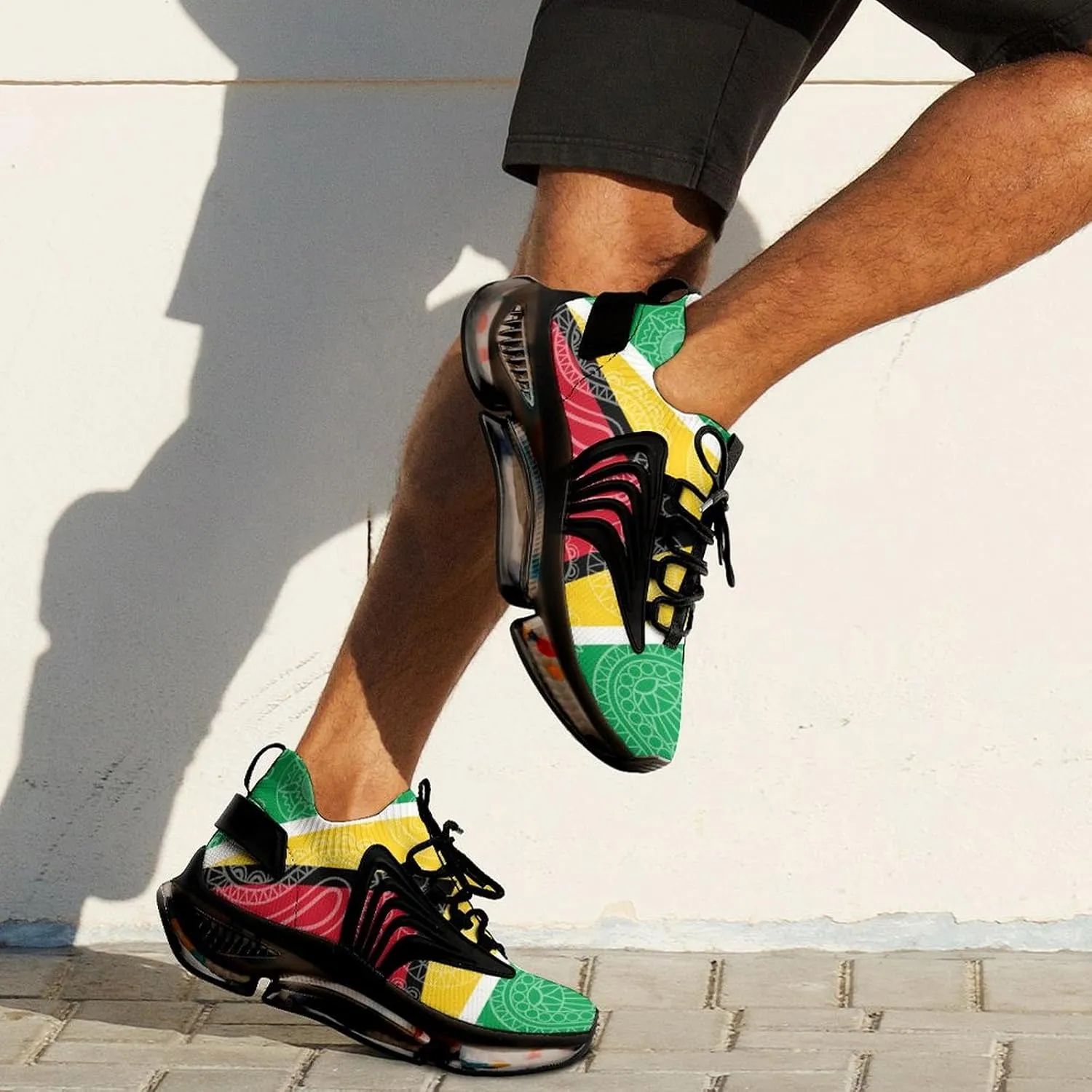 Guyana Flag Paisley Pattern Printed Men's Sneaker Funny Lightweight Running Shoe Tennis Shoes for Men