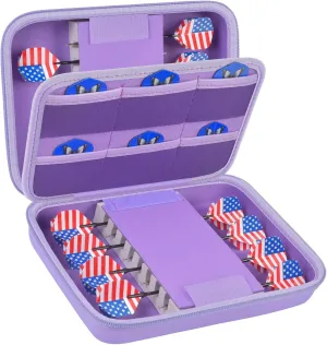 GWCASE Dart Case for 16 Steel and Soft Tip Darts, Carrying Storage Holder Fits for Tips, Shafts, Flights (Box Only)-Purple
