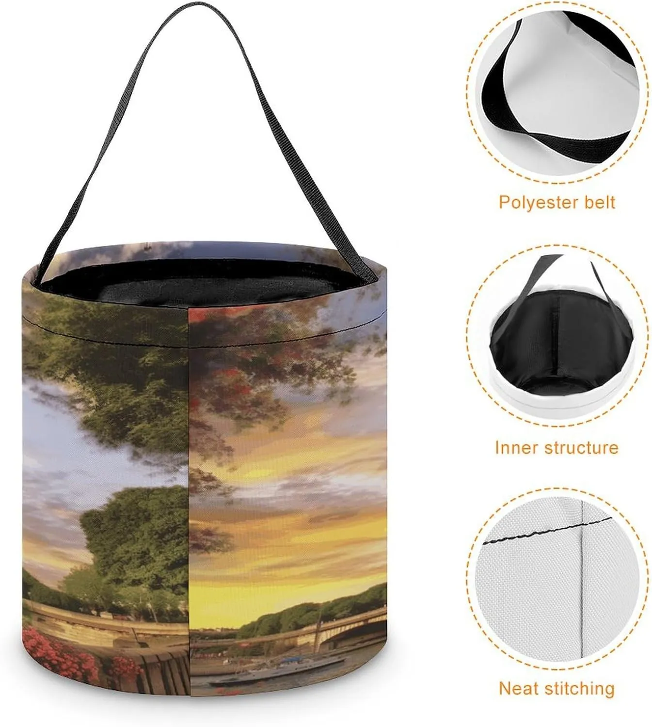 Halloween Candy Bucket,Halloween Trick Or Treat Bags,Eiffel Tower Paris Printed Collapsible Reusable Candy Basket