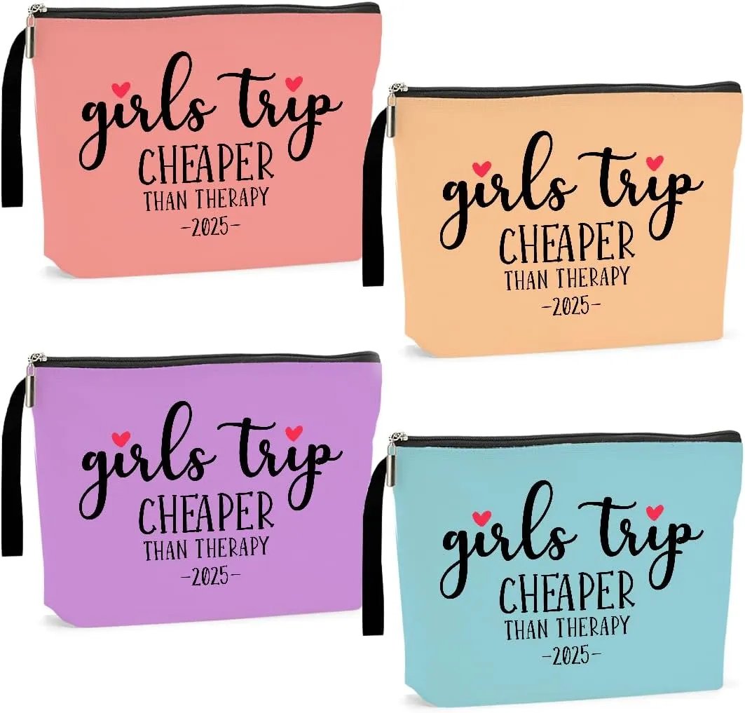 Hanamiya Na 4Pcs Girls Trip Favors Weekend Bag Funny Makeup Bag Friendship Gifts Weekender Bags for Women Bride Cosmetic Bag Zipper Pouch Wedding Bachelorette Party