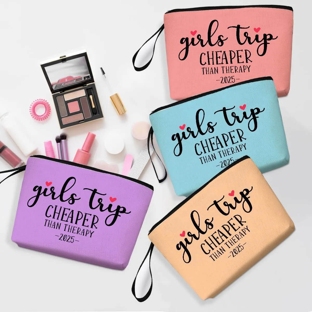 Hanamiya Na 4Pcs Girls Trip Favors Weekend Bag Funny Makeup Bag Friendship Gifts Weekender Bags for Women Bride Cosmetic Bag Zipper Pouch Wedding Bachelorette Party