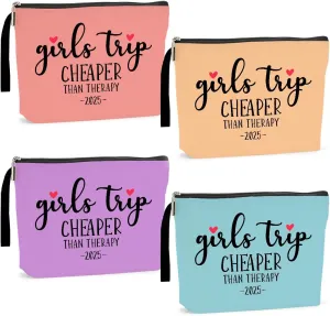 Hanamiya Na 4Pcs Girls Trip Favors Weekend Bag Funny Makeup Bag Friendship Gifts Weekender Bags for Women Bride Cosmetic Bag Zipper Pouch Wedding Bachelorette Party