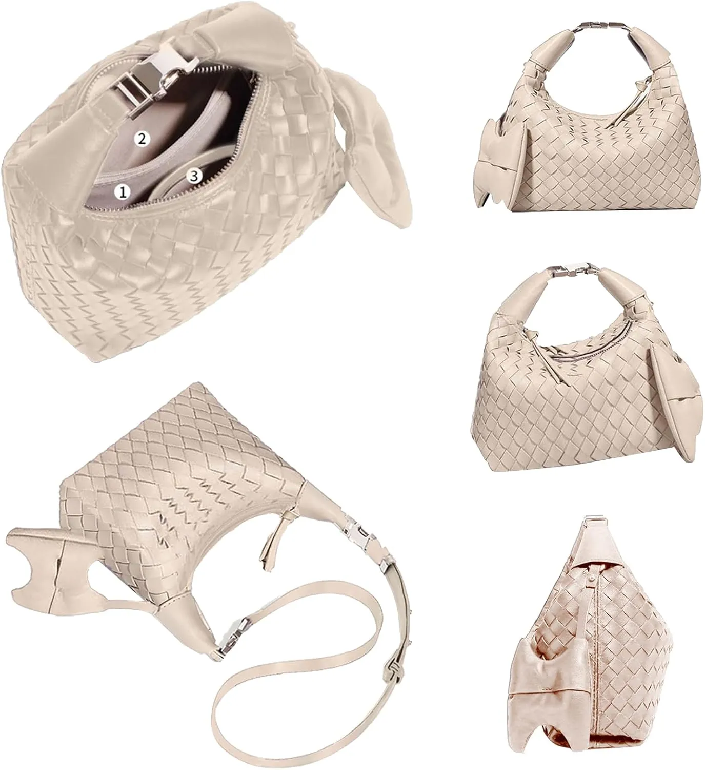 Handbag Crossbody Tote Bag for Women Small Hand Bag weave Vegan Leather Purse Clutch Women's Leather Medium Hobo Bag