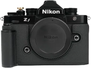 Handmade Genuine Leather Camera Half Case for Nikon ZF/Nikon ZF Camera Case - Top Layer Cowhide Body   Hand sewn saddle stitch   Metal Base Plate (Black)