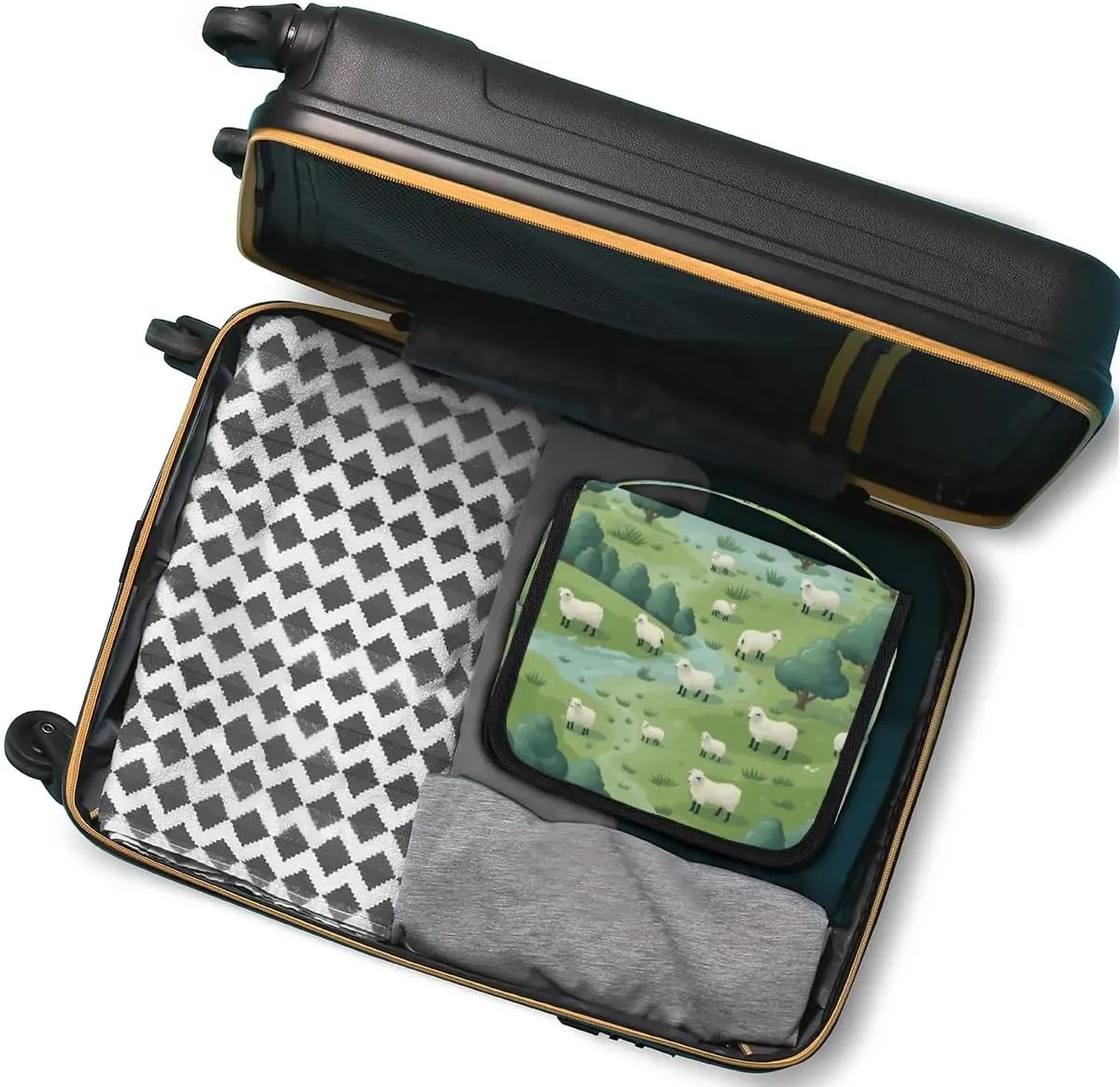 Hanging Travel Toiletry Bag Grassland Sheep Toiletry Bags with Hanging Hook Portable Cosmetic Bag Makeup Organizer for Travel Business Trip