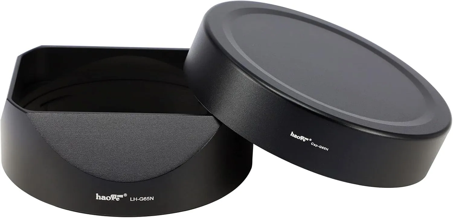 Haoge LH-G65N Bayonet Square Metal Lens Hood for Fujifilm Fuji Fujinon GF 63mm F2.8 R WR and GF 45mm F2.8 R WR Lens Shade with Metal Cap on GFX100S GFX50S GFX50R Camera