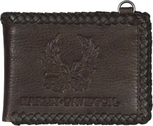 Harley-Davidson Men's Ride Free Bi-Fold Leather Wallet w/RFID Protection - Brown