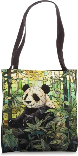 Harmonious Panorama Stained Glass Panda Reverie Tote Bag