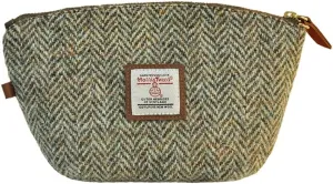 Harris Tweed Wool Small Cosmetic Bag, Compact Scottish Tartan Small Makeup Bag, Handmade Stain-Resistant Travel Pouch for Women （No.224）