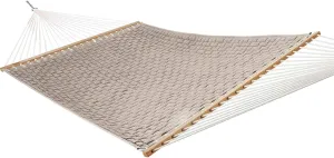 Hatteras Hammocks Antique Beige Soft Weave Hammock with Free Extension Chains & Tree Hooks, Handcrafted in The USA, Accommodates 2 People, 450 LB Weight Capacity, 13 ft. x 55 in.